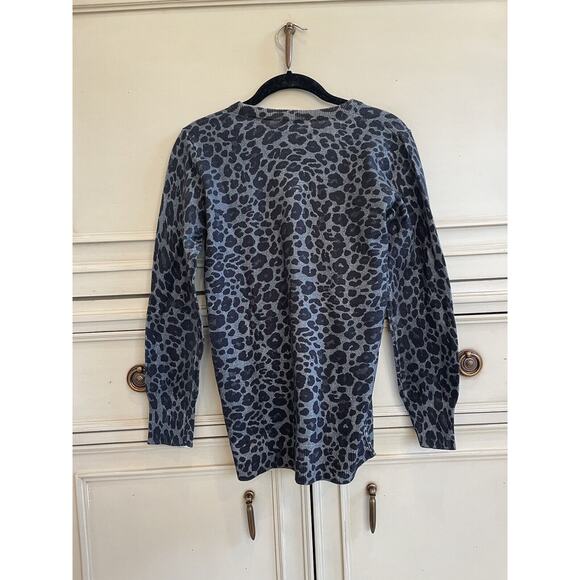 Equipment REI Crew Neck Leopard Print Sweater Black Gray Cotton Cashmere XS‎ NWT - Picture 6 of 8